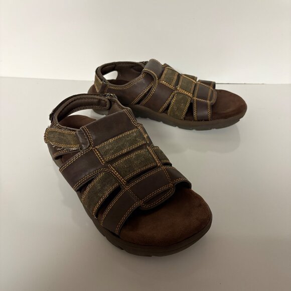 Skechers Relaxed Fit Mens Sandals Size 12 Brown Memory Foam Adjustable Straps - Picture 1 of 8